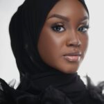 Stunning portrait of a fashionable woman wearing a hijab, capturing grace and beauty.